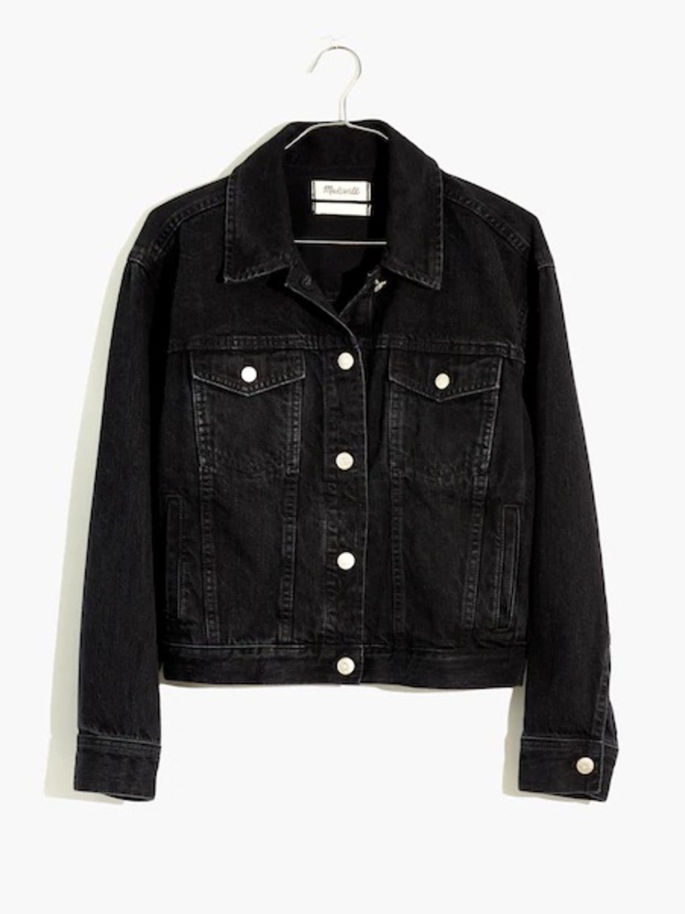 Madewell Lunar Wash Black Denim Jacket Boxy 90s Style Cotton XXS
